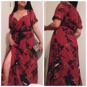 eShakti Burgundy Bluebird Dress 2XL